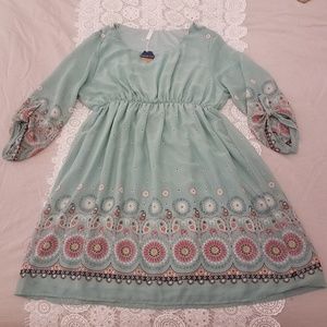 PinkBlush Sheer Overlay Dress - Size 1X